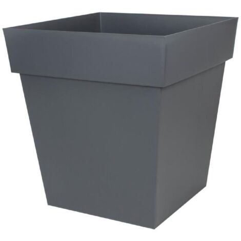 Pot de fleur carré Toscane 49,5 x H.52,5 cm - Gris anthracite - Eda