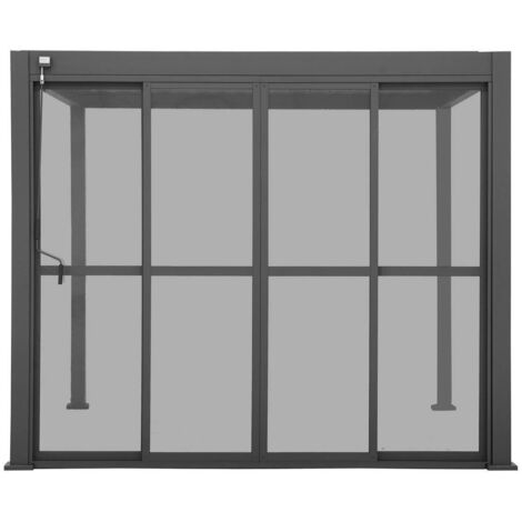 Hesperide – Portes coulissantes pour pergola bioclimatique Evora 1/3 côté 2,7 x 2,3 m – Résistantes aux UV – Traitement époxy pour humidité