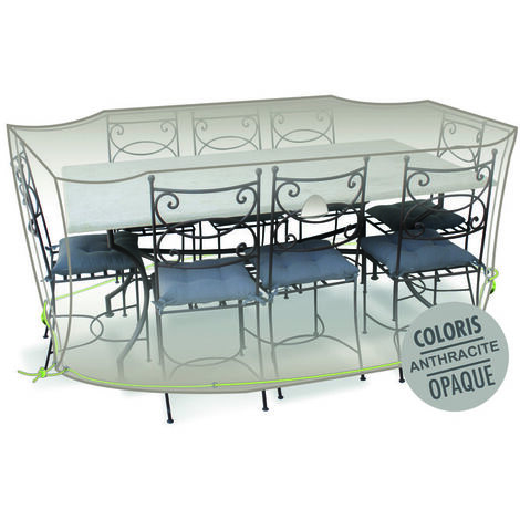 Housse de protection Cover Air pour table rectangulaire + 10 chaises - 290 x 130 x 70 cm - Jardiline (1/4)