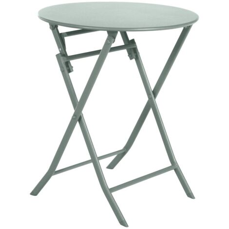 Hesperide – Table de jardin pliante ronde 60 cm 2 places en acier traité époxy – Compacte et résistante aux intempéries – Vert olive