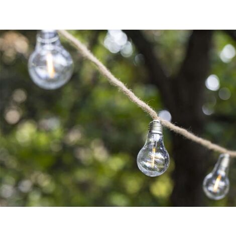 Guirlande lumineuse solaire en corde 10 ampoules transparentes LED blanc chaud FANTASY CORD SOLAR 7,45 m