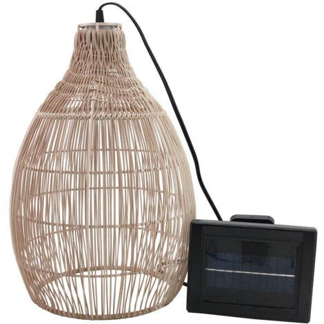 Lumisky – Suspension solaire LED HOLIDAY beige en poly rotin – Ø 29 cm – 100 lumens – Autonomie 12h – IP44 pour extérieur et intérieur (1/5)