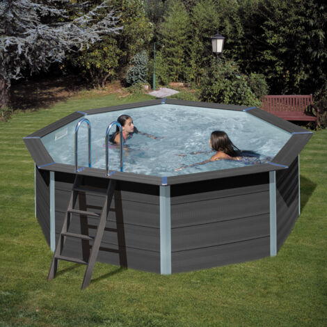 GRE – Piscine hors sol ronde composite 410 cm x H: 124 cm – Volume 11 m³ – Montage rapide – Accessoires inclus (1/5)