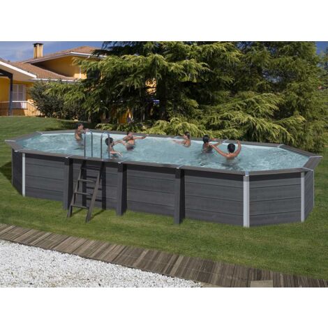 GRE – Piscine hors sol composite Avant-Garde ovale 8,04 x 3,86 x 1,24 m – Épaisseur parois 36 mm – Volume 27 m³ – Filtration à sable 6 m³/h