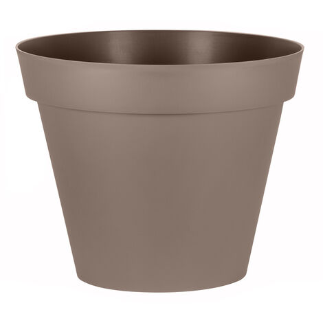 EDA – Pot à réserve d'eau rond 100 cm – Hauteur 79,5 cm – Volume 356 L – Polypropylène taupe – Résistant gel et UV – Pré-percé pour drainage