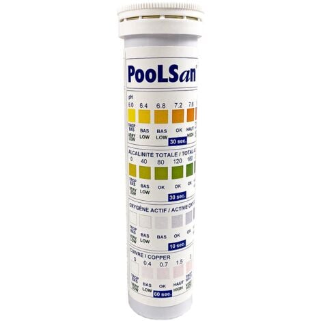 BSI - Bandelettes De Test - Mesure La Qualité De l'Eau - Test PooLStrips - Piscine Et Spa - 4 en 1 - 25 Bandelettes