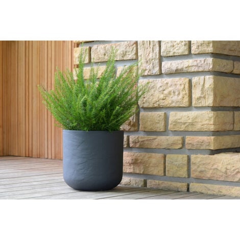 Pot de fleurs rond en plastique Volcania UP anthracite - Ø 40 cm - Eda