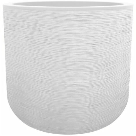 EDA – Pot rond 40 cm en polypropylène – Blanc ceruse – 32,5 L – Hauteur 36,8 cm – Traitement anti-UV pour intérieur et extérieur