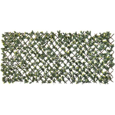 Nature – Treillis extensible en osier 180 x 90 cm – Feuillage PE Troène de Californie – Traitement anti-UV pour occultation légère