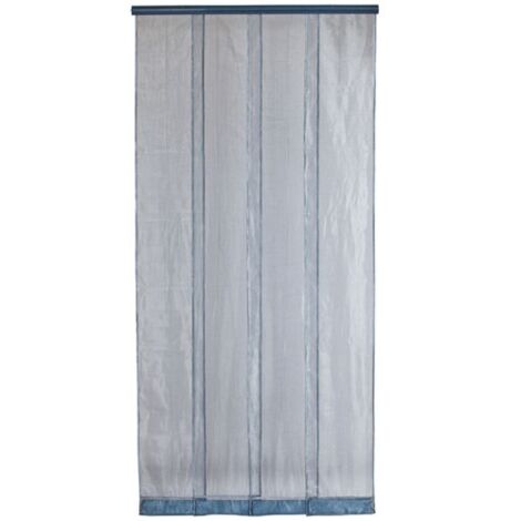 Rideau de porte moustiquaire 100x220 cm – Maille serrée 14x14 – Polyester gris – Installation rapide pour portes standard – Morel