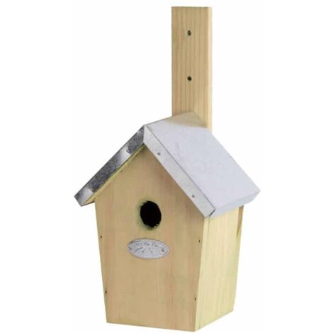 Esschert Design – Nichoir en bois pour oiseaux 12,6 x 15 x 30 cm – Bois certifié FSC – Toit en zinc résistant aux intempéries – Pour petits oiseaux