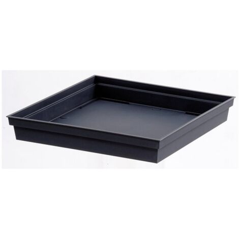 EDA – Soucoupe carrée 32,6 x 32,6 x 4,9 cm en polypropylène gris anthracite – Résistante au gel et UV – Compatible avec pots Toscane 39 cm