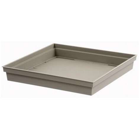 EDA – Soucoupe carrée 32 cm taupe – Polypropylène recyclable – Résistante aux UV et au gel – Pour pots carrés Toscane 39 cm