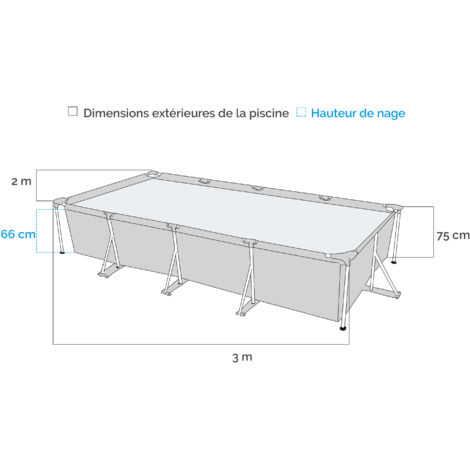 Bâche Hiver Pour Piscine Rectangulaire 3x2 M | Épaisseur 50/100 - Protection Hivernage Anti-UV (Intex 28078)
