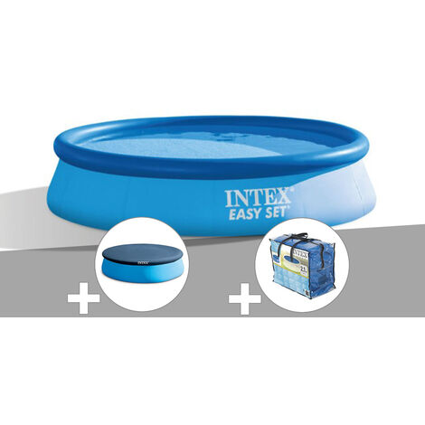 Intex – Piscine autoportée ronde 3,05 x 0,61 m – Volume 3,1 m³ – Filtration à cartouche incluse – Bâche de protection et à bulles