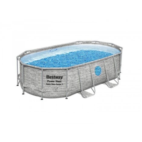 Piscine tubulaire Power Steel SwimVista avec hublots ovale 4,27 x 2,50 x 1,00 m - Bestway