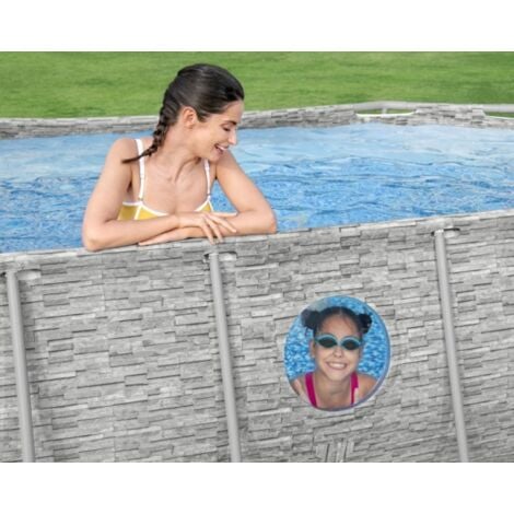 Piscine tubulaire Power Steel SwimVista avec hublots ovale 4,27 x 2,50 x 1,00 m - Bestway