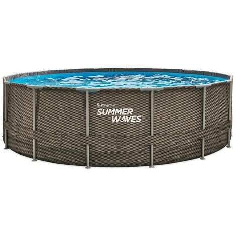 Piscine tubulaire ronde Active Frame Pool effet rotin 4,88 x 1,22 m - Summer Waves