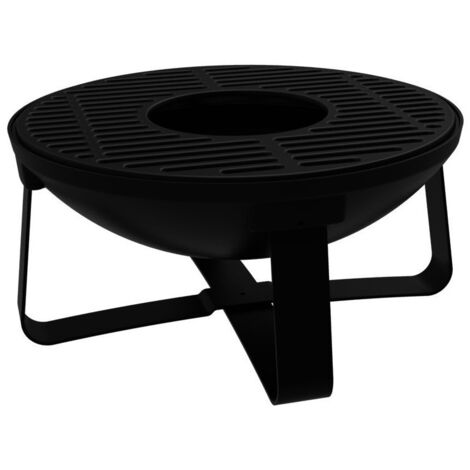 M&S – Brasero cuve fonte émaillée 52cm – Pour bois et charbon – Dimensions 54,5 x 54,5 x 26,5 cm – 4 pieds – Peinture résistante haute température