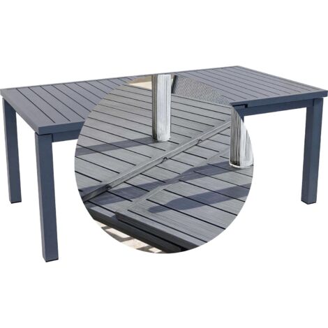 Table de jardin rectangulaire extensible en aluminium Santorin teck gris 8/10 places - Jardiline (1/5)