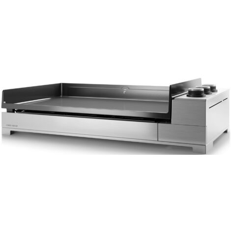 Forge Adour – Plancha à gaz 3 brûleurs 6,6 kW – Inox avec plaque fonte émaillée – Dimensions 90,3 x 46,3 x 24,1 cm – Pour 10 à 15 personnes