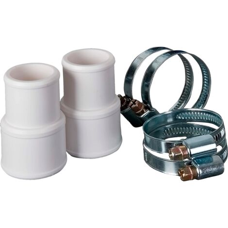 GRE – Kit union tuyaux Ø32 – Ø38 mm pour piscine – 2 adaptateurs et 4 colliers de serrage en acier inoxydable – PVC résistant
