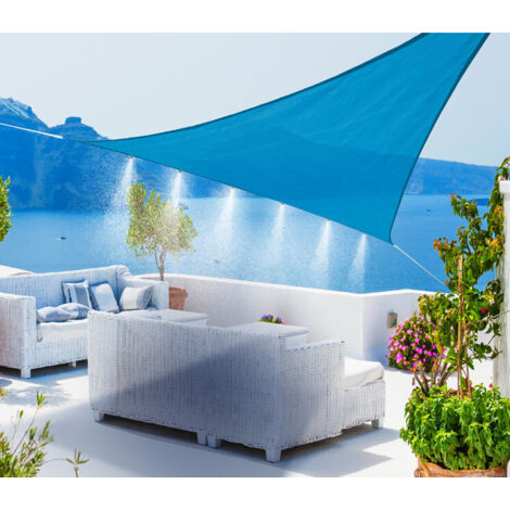 Voile d'ombrage triangulaire avec brumisateur 6 buses bleu azur - Jardiline (1/3)