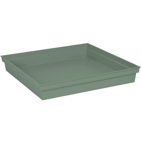 EDA – Soucoupe carrée 40 cm en polypropylène recyclable – Vert laurier – Ingélif et anti-UV – Pour pots Toscane 50 cm