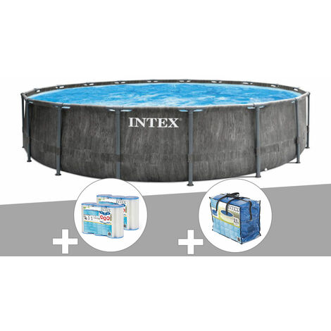 Kit piscine tubulaire Intex Baltik ronde 5,49 x 1,22 m + Bâche à bulles + 6 cartouches de filtration