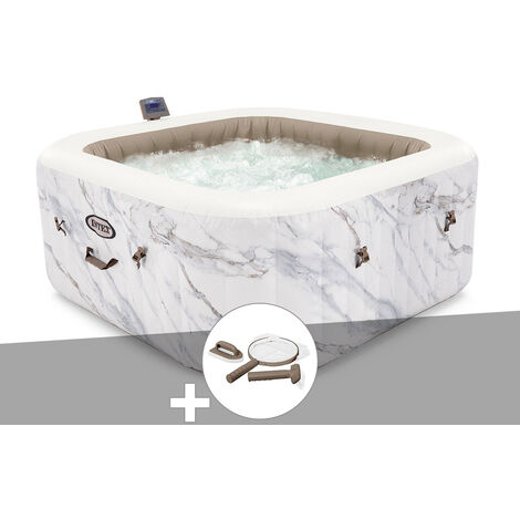 Kit spa gonflable Intex PureSpa Calacatta carré Bulles 4 places + Kit d'entretien (1/5)