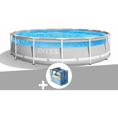 Intex – Piscine tubulaire ronde 4,27 x 1,07 m – Liner triple épaisseur – Volume 12,7 m³ – Bâche à bulles incluse – Débit filtration 2,7 m³/h (1/2)