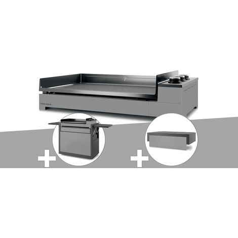Plancha gaz Premium 75 acier avec chariot et couvercle - Forge Adour