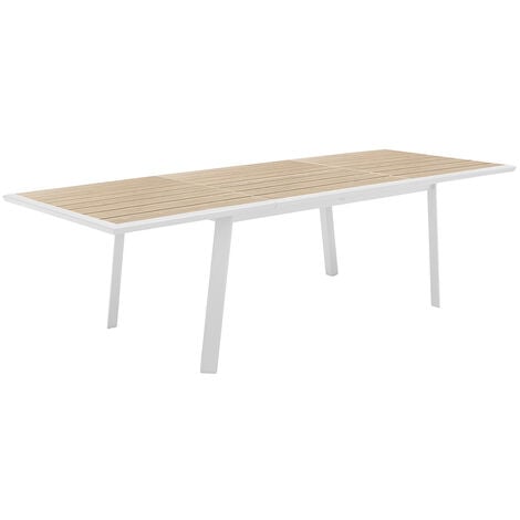 Table de jardin extensible Pavane lin & blanc 10 places en aluminium traité époxy - Hespéride