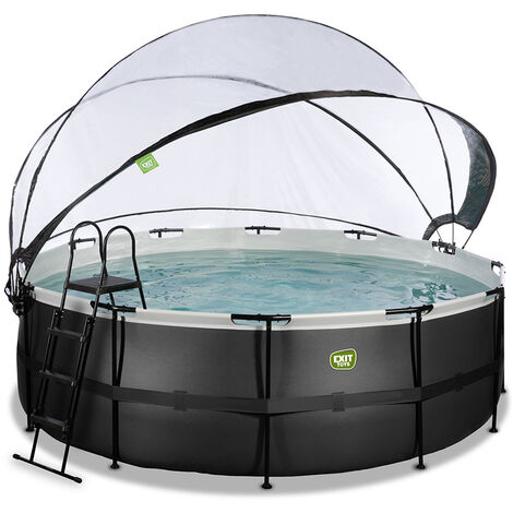 Exit Toys – Piscine tubulaire ronde 4,27 m x 1,22 m – Dôme multifonctionnel – Pompe filtrante à sable 3785 L/H – Parois triples couches PVC (1/5)