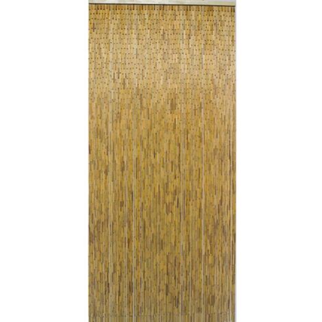 Rideau de porte en bambou vernis naturel 90 x 200 cm – 99 bâtonnets pour intimité – Prêt à poser avec support inclus – Morel