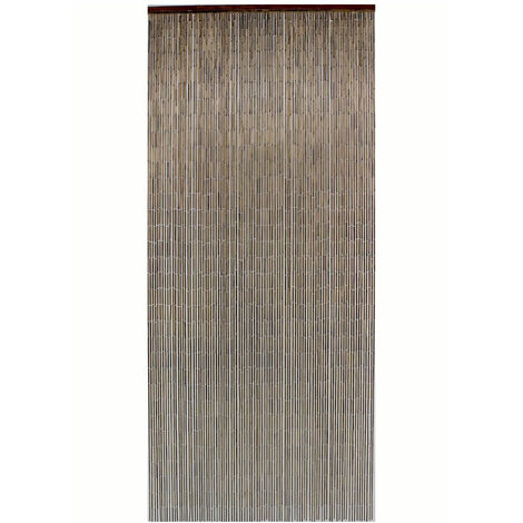 Rideau de porte en bambou vernis acajou 90 x 200 cm – 99 bandes pour séparation d'espaces – Prêt à poser avec barre de support – Morel