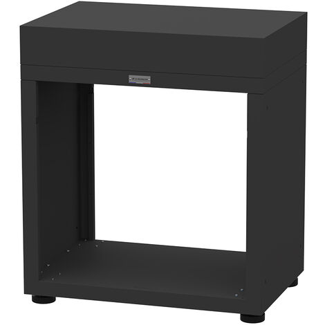 Le Marquier – Meuble cuisine extérieure avec ouverture 80 x 55 cm – Acier traité époxy noir – 4 pieds réglables – Pour frigo ou cave à vin encastrable