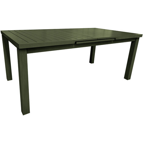 Table de jardin rectangulaire extensible en aluminium Santorin kaki 8/10 places - Jardiline + 10 fauteuils (1/5)