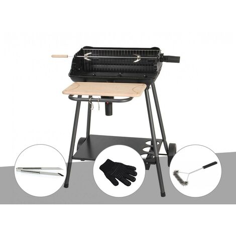 Barbecue charbon Bergamo + Pince en inox + Gant de protection + Brosse En T - Somagic