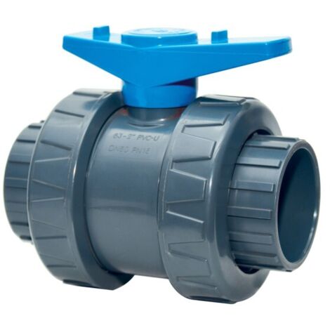 Vanne PVC pression 63 mm – Vanne femelle à coller – Pression maximale 16 bars – Siège de bille réglable pour plomberie - PN-16