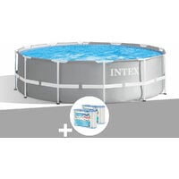 Kit piscine tubulaire Intex Prism Frame ronde 3,66 x 1,22 m + 6 cartouches de filtration - Gris
