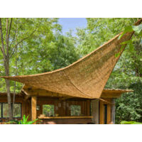 Ombrière triangulaire en fibres de coco 3,50 m – Protection contre les intempéries – Filtrage des rayons UV – Ambiance bohème – Jardiline
