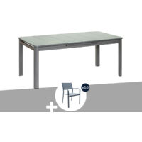 Table de jardin rectangulaire extensible en aluminium Milos Anthracite 8/10 places + 10 chaises - Jardiline