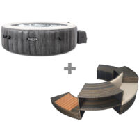 Pack spa gonflable Intex PureSpa Baltik rond Bulles 4 places + Ensemble mobilier