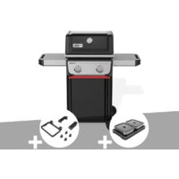 Barbecue à gaz Spirit E-210 + Set d'accessoires clipsables Weber Works + Kit de préparation et de service - Weber