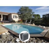 Kit piscine bois Ubbink Azura 6,10 x 4,00 x 1,20 m - Liner beige + Poolican