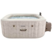 Intex – Spa gonflable carré 4 places – 795L – Diffuseurs à bulles 140 – Système de stérilisation au sel – Application Wifi
