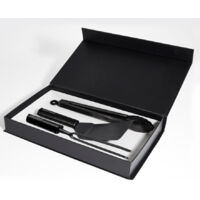 Forge Adour – Kit 3 ustensiles en titane pour plancha – Spatule, pince et fourchette – Acier inoxydable, finition noire – Ensemble professionnel