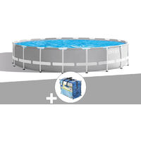 Kit piscine tubulaire Intex Prism Frame ronde 5,49 x 1,22 m + Bâche à bulles - Gris