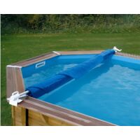 Enrouleur de bâche à bulles pour piscine hors-sol jusqu'à 4,7m – Aluminium léger – Kit d'attaches inclus – Installation rapide sans outils